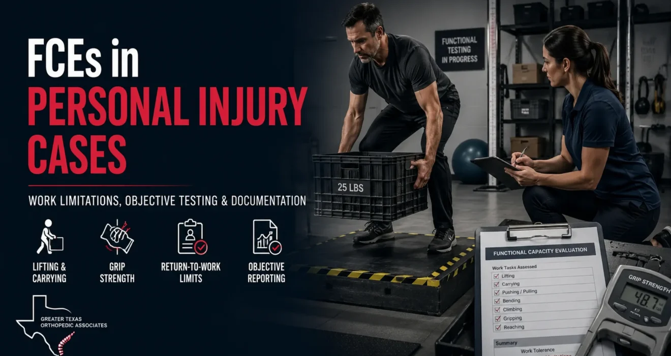 Functional Capacity Evaluation lifting test for personal injury work limitations and documentation